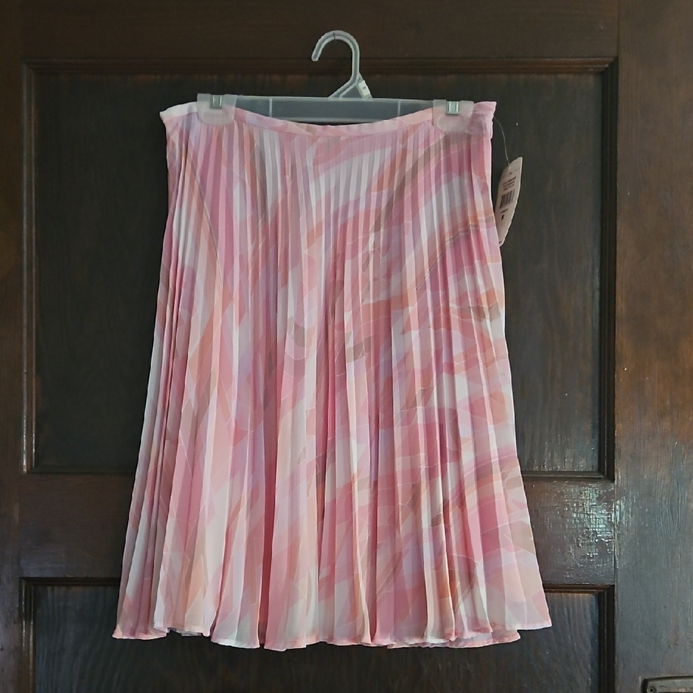 NWT Bandolino Pink Midi Pleated A-Line Skirt - Size 8